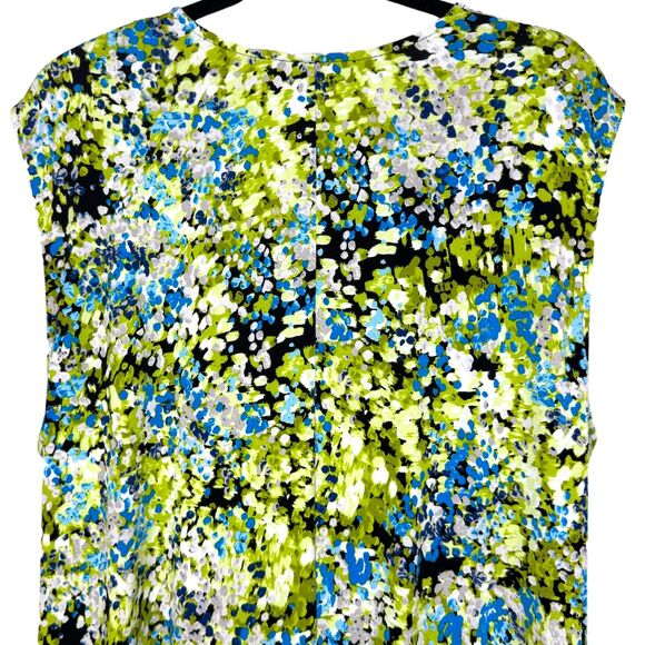 Kasper Green & blue abstract floral print faux wrap sleeveless dress Plus 20W - Picture 9 of 10
